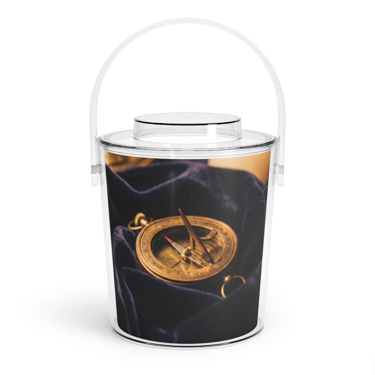 Sundial Compass Ice Bucket with Tongs