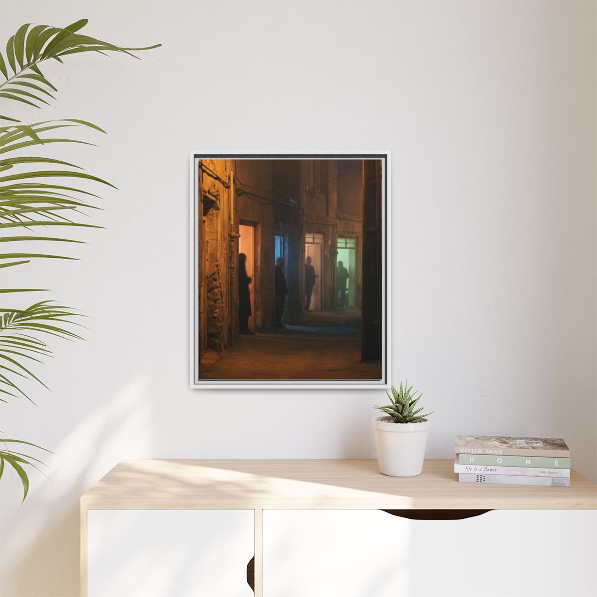 Matte Canvas, Framed - Shadowed Alleyway Mystery Art Print...