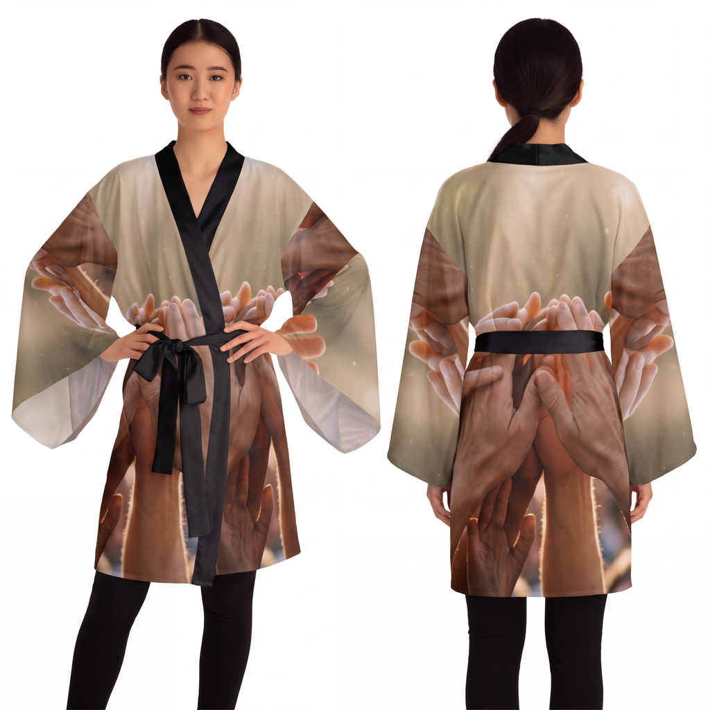Long Sleeve Kimono Robe - Golden Rays of Unity Wall Art |...