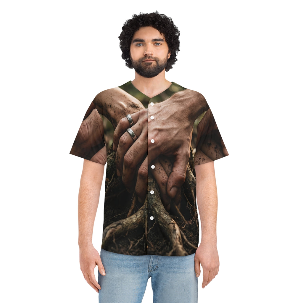 Men's Baseball Jersey Forest Roots Art