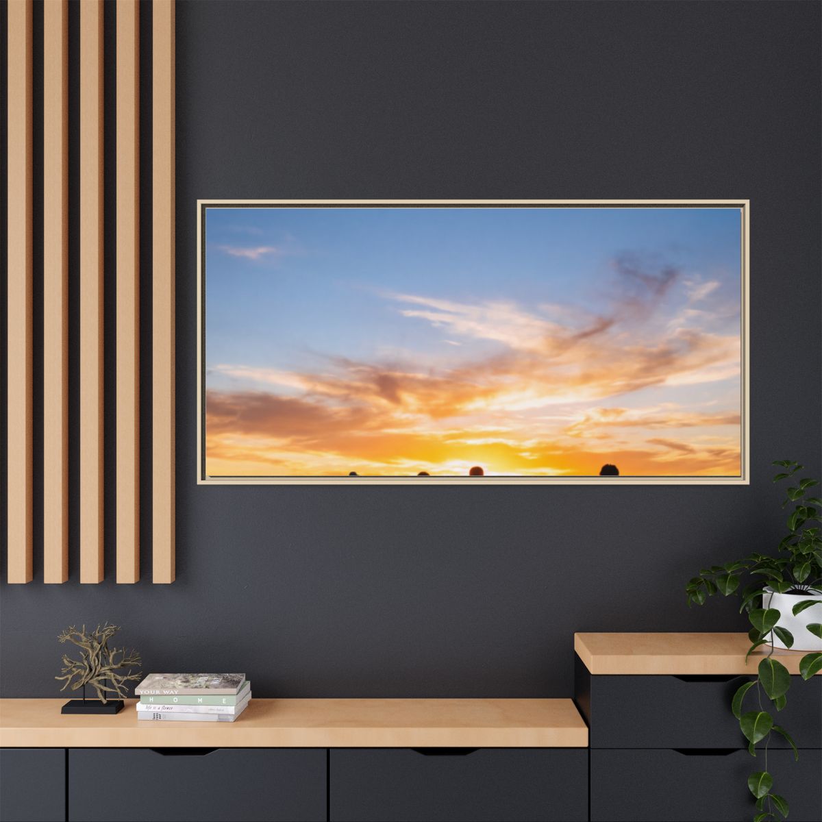 Framed Canvas - Sunset Silhouette