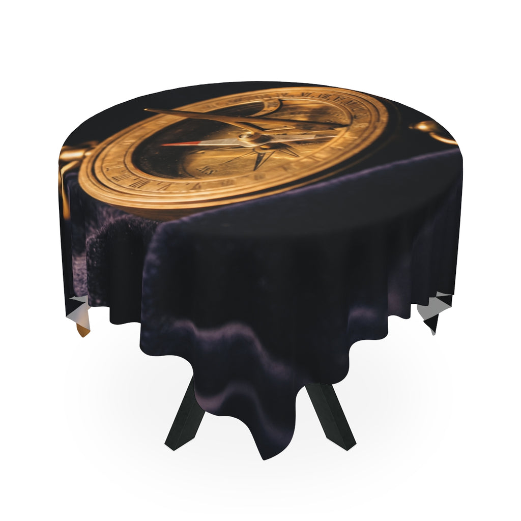 Vintage Brass Sundial Compass Tablecloth