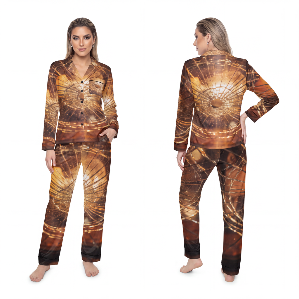 Women's Satin Pajamas - Fractured Glow | Echovira Gallery