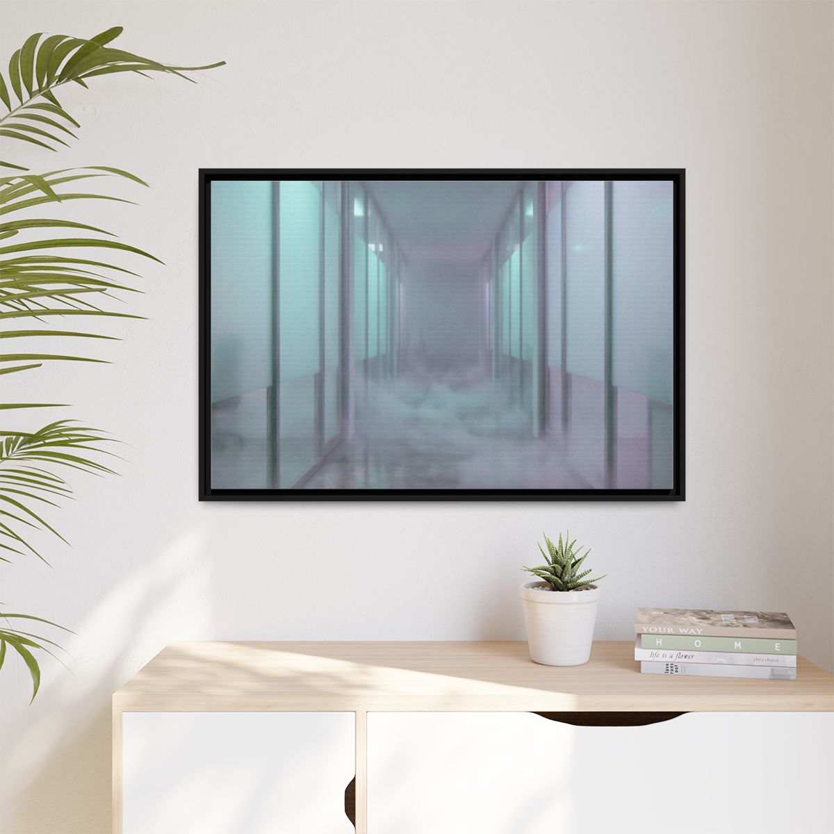 Matte Canvas, Framed - Liminal Corridor Fog Art Print —... |...