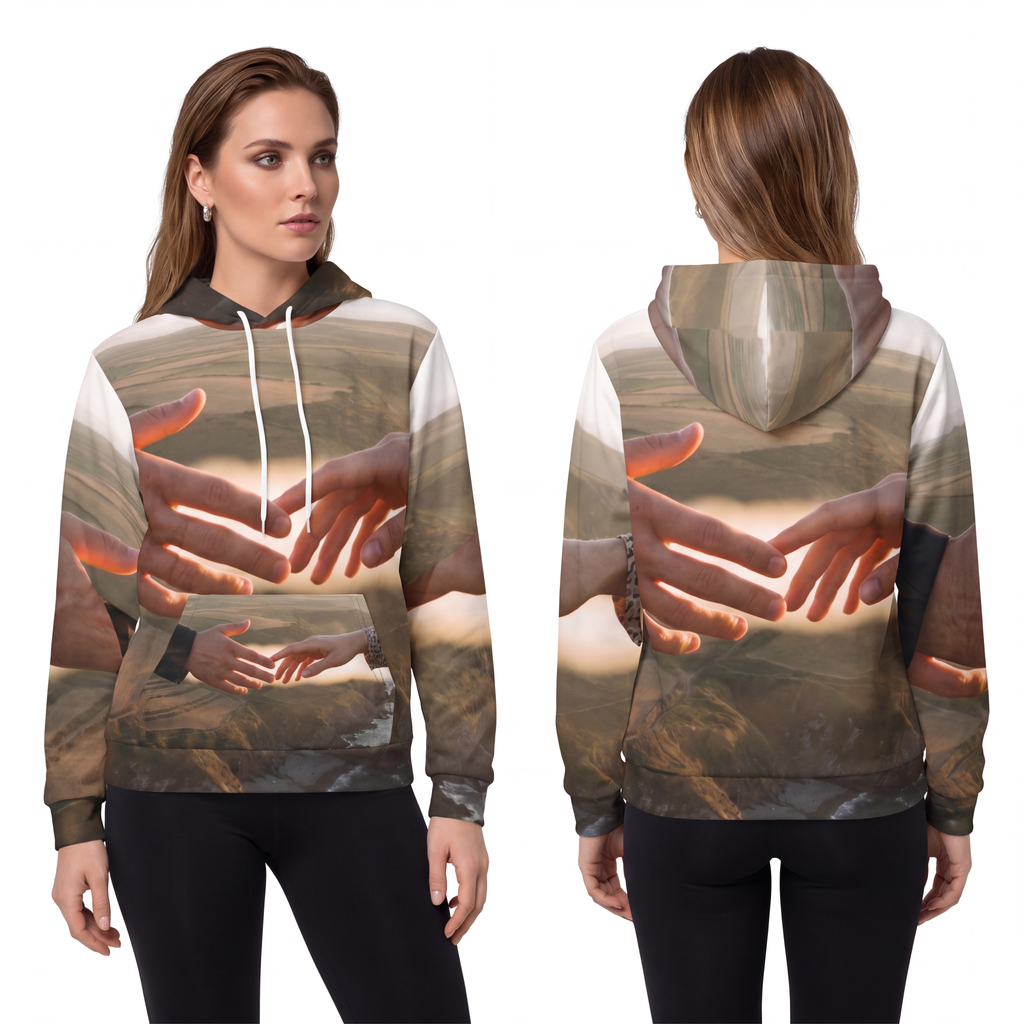 Fashion Hoodie - The Infinite Touch | Ethereal Coastal Art |...