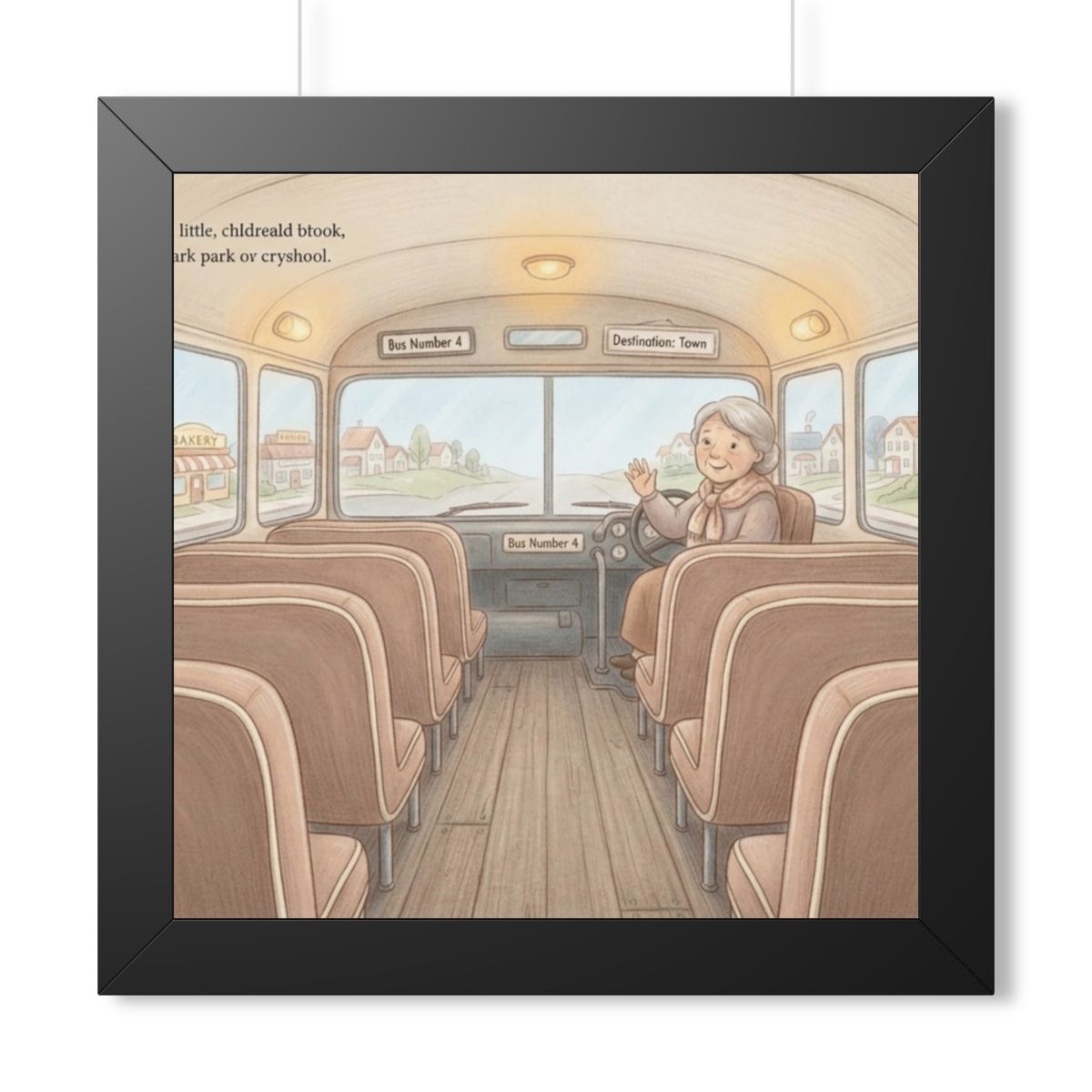 Framed Horizontal Poster - Storybook Bus Ride Whimsical Wall...