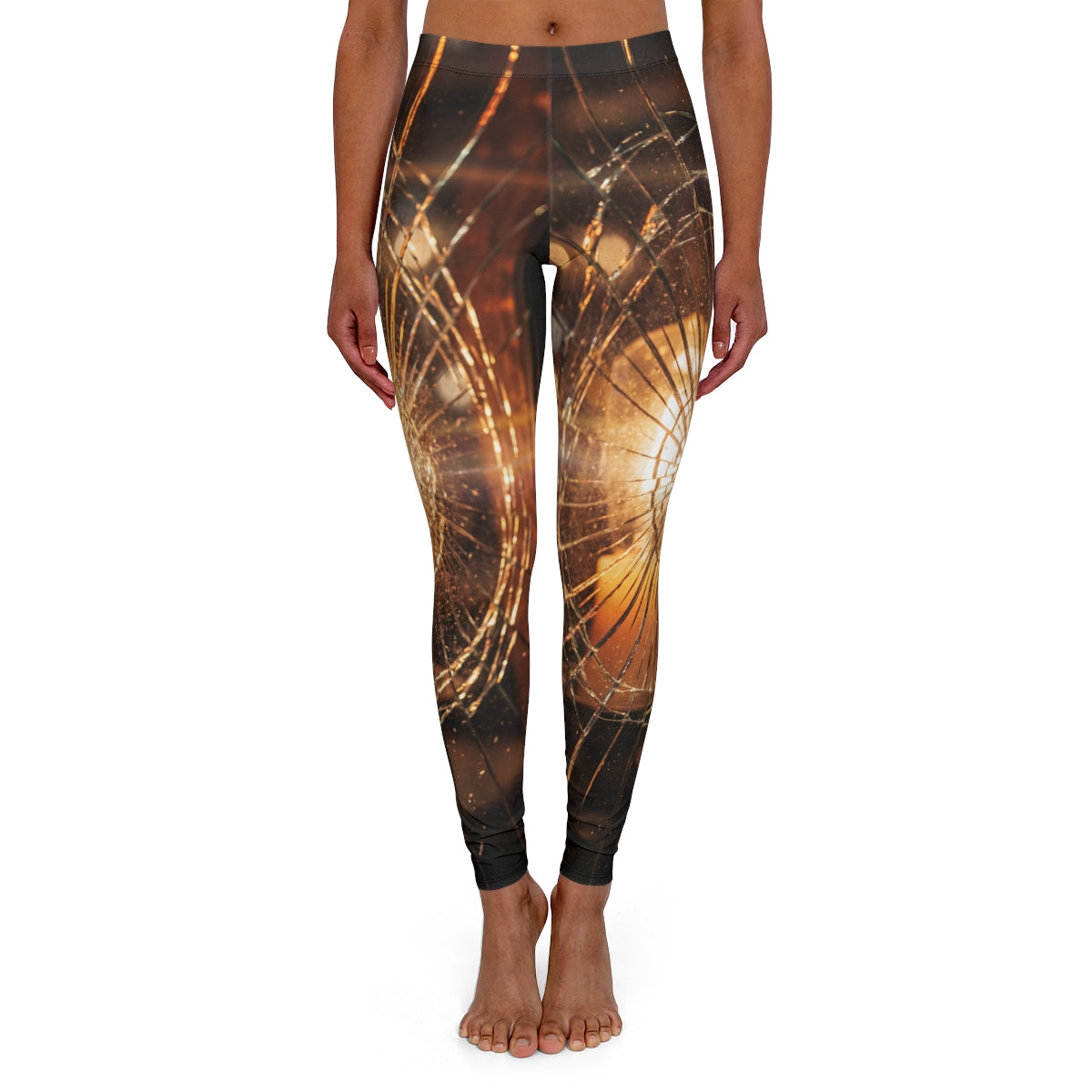 Women's Casual Spandex Leggings - Shattered Amber Light Wall...