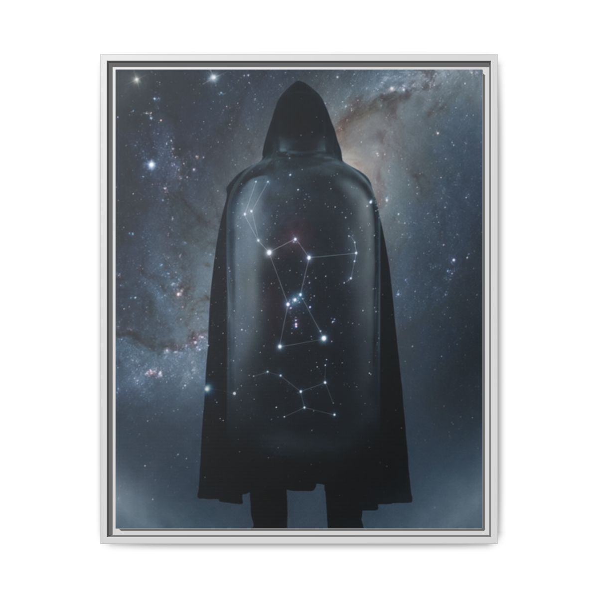 Framed Matte Canvas - Cosmic Sentinel — White / 1.25" (8×10, 9×12, 11×14, 12×16, 10×20, 12×18, 16×20, 16×24, 18×24, 12×36, 20×24, 16×32, 20×30, 24×30, 24×32, 16×48, 24×36, 24×48, 30×40, 20×60, 32×48, 30×60 & 40×60)
