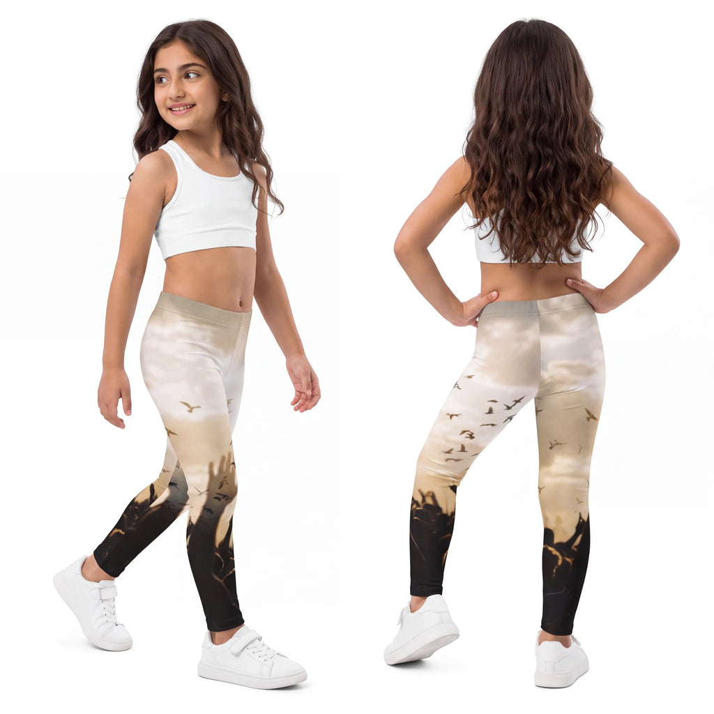Kids Leggings Sunset Festival Birds Art