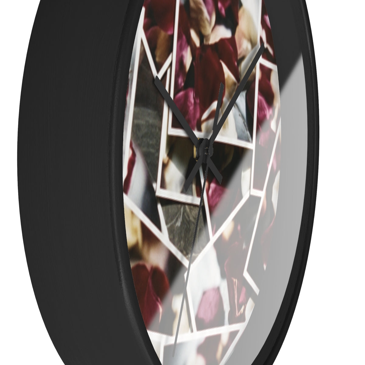 Wall Clock - Crimson Echoes Rose Petal Mosaic | Echovira...