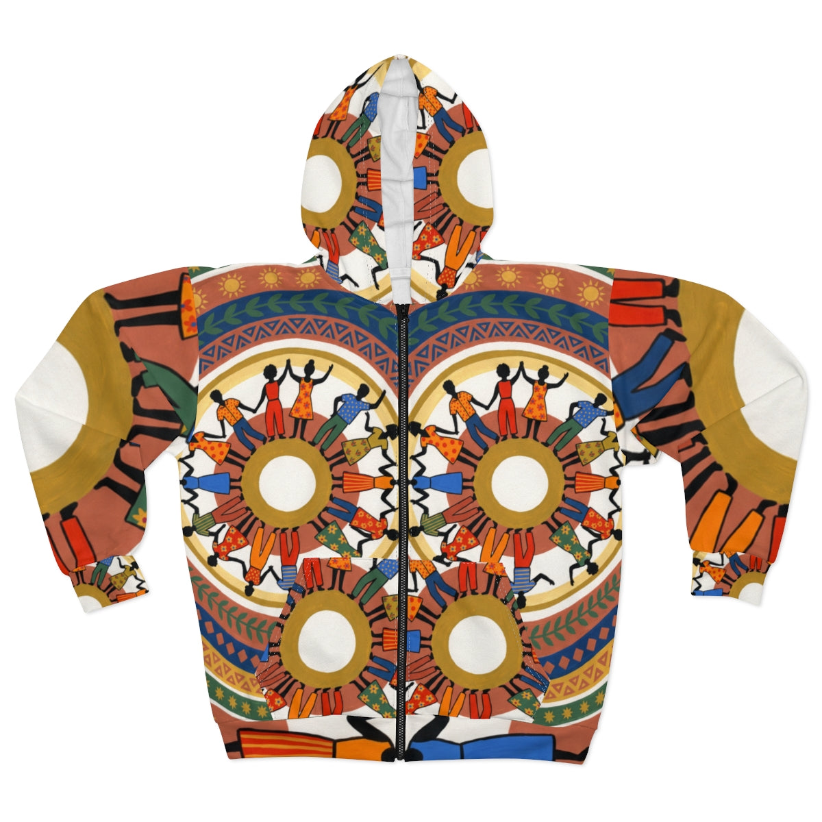 Unisex Zip Hoodie - Unity Mandala Folk Art | Echovira...