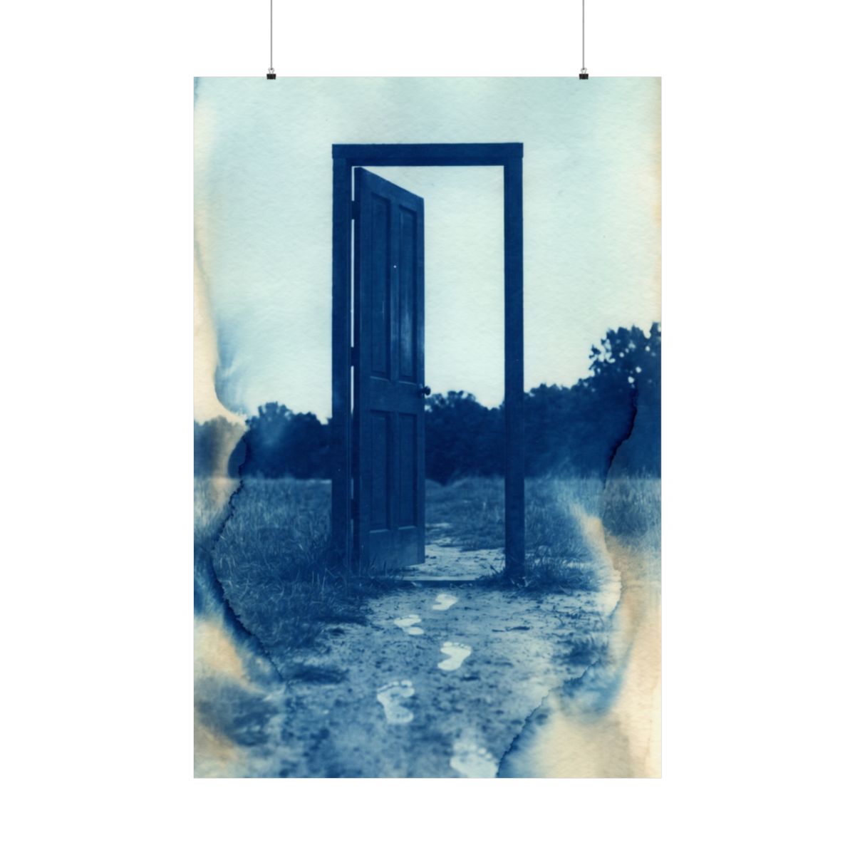 Matte Vertical Poster - Cyanotype Gate (8×10 & 36×54) |...