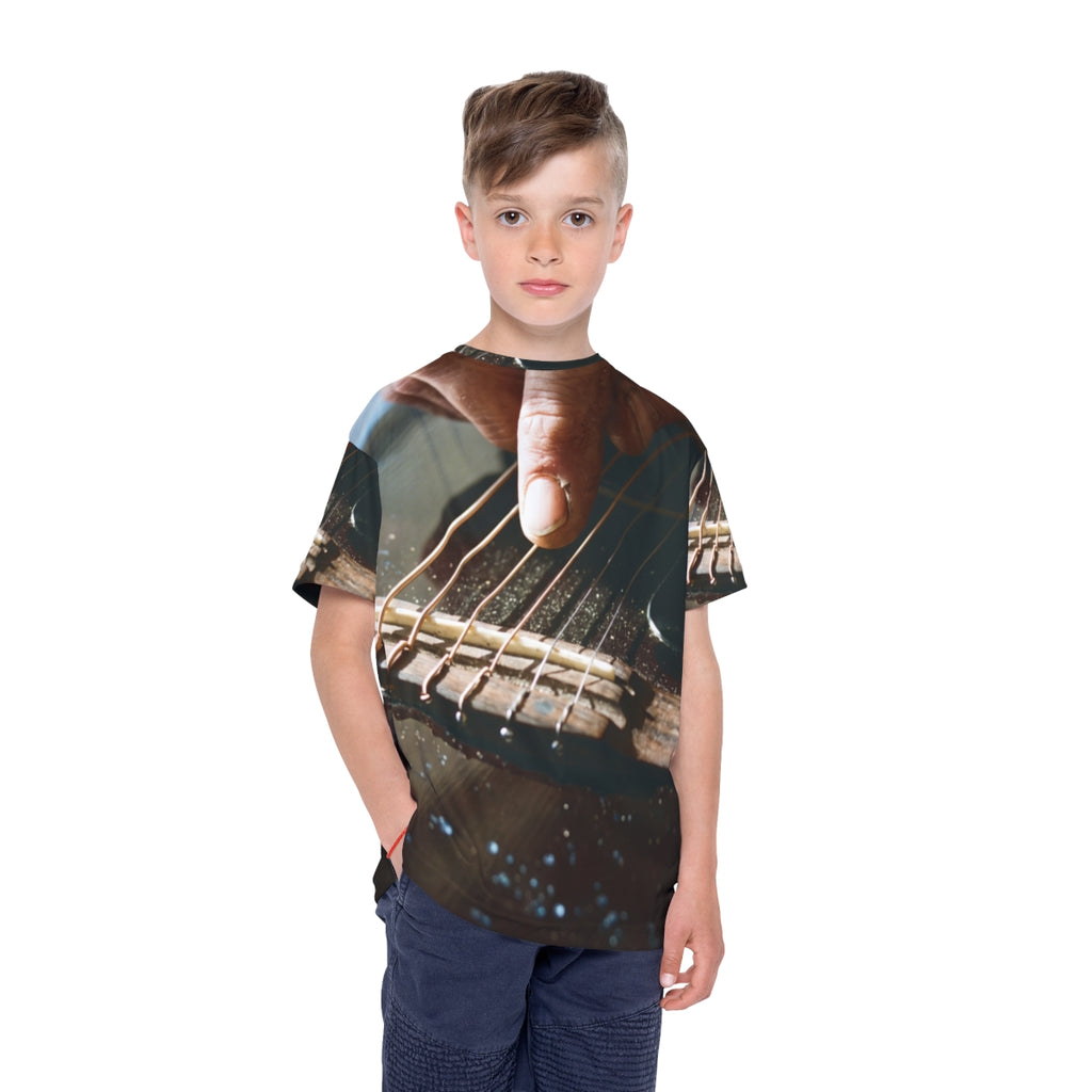 Kids Sports Jersey with Acoustic Guitar Art
