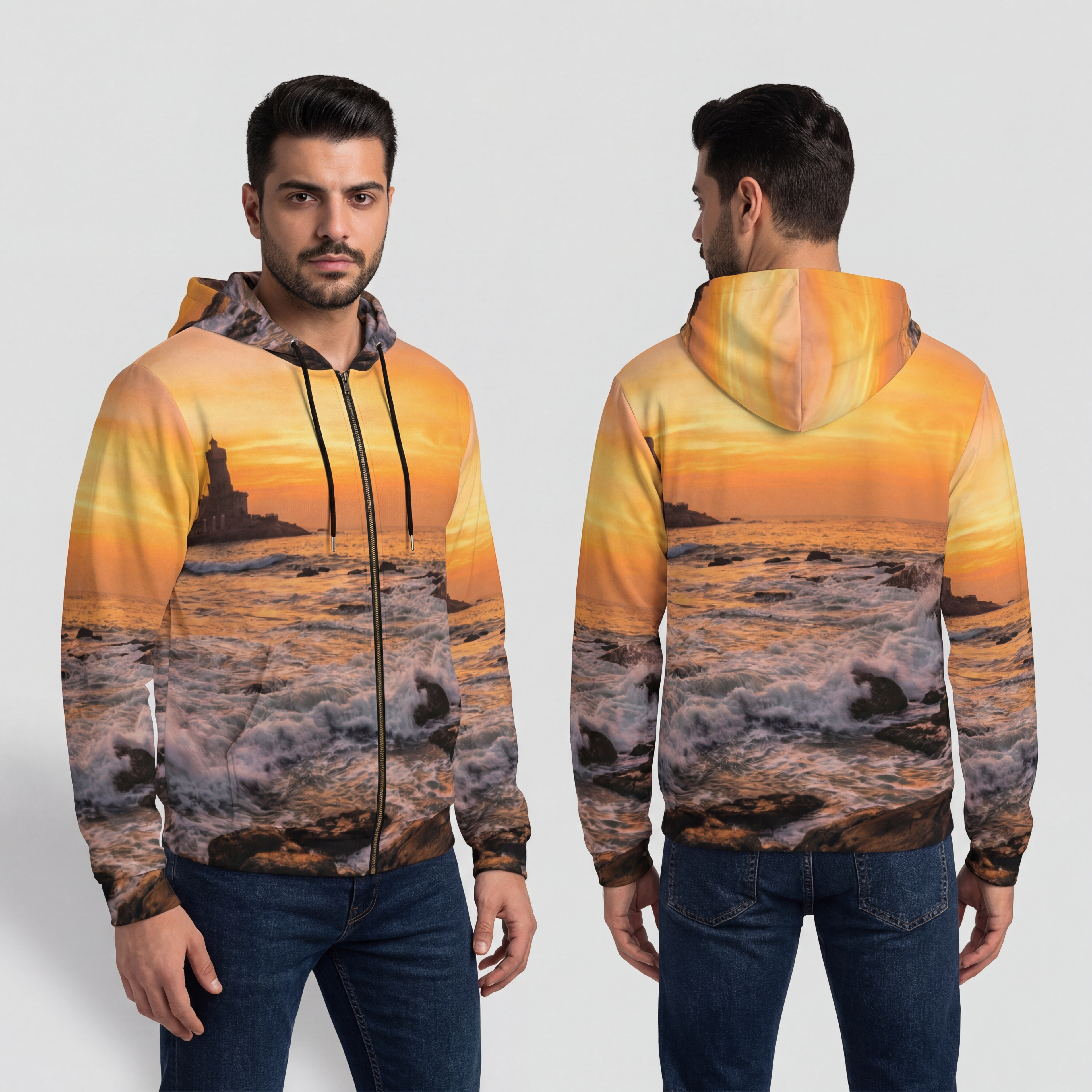 Herren Kapuzenjacke mit durchgehendem Reißverschluss – Golden Coast