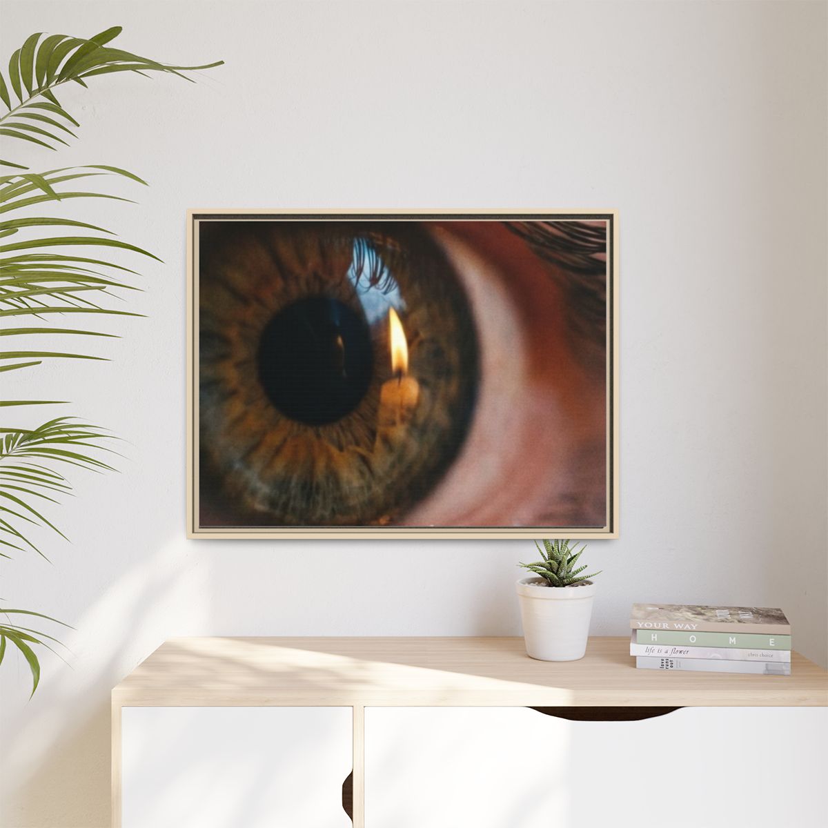 Matte Canvas, Framed - Amber Iris Reflection Fine Art Print...