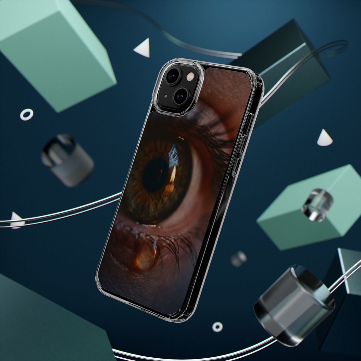 Clear Impact-Resistant Apple iPhone Cases - Amber Tears Cinematic Eye Portrait | iPhone 17 Pro Max, 17 Pro, 17 Air & More
