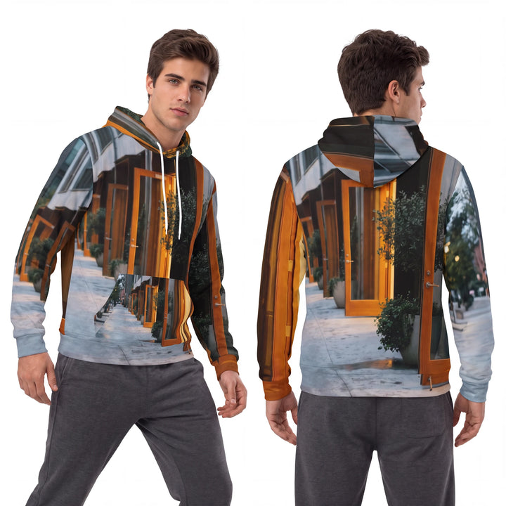 Men's Fashion Hoodie - Twilight Courtyard Architecture