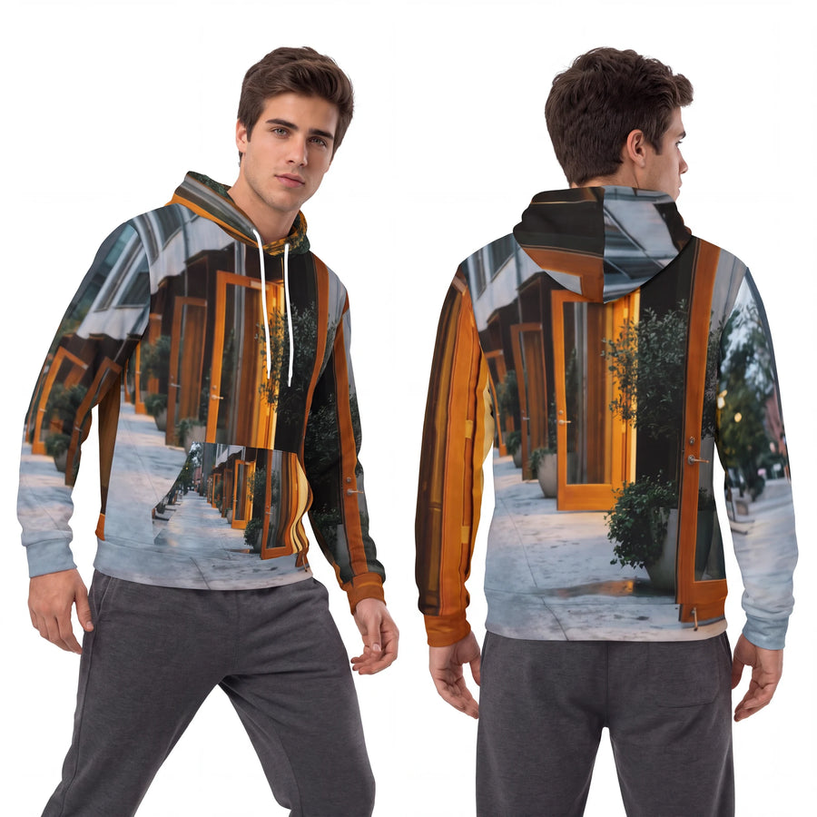 Men's Fashion Hoodie - Twilight Courtyard Architecture