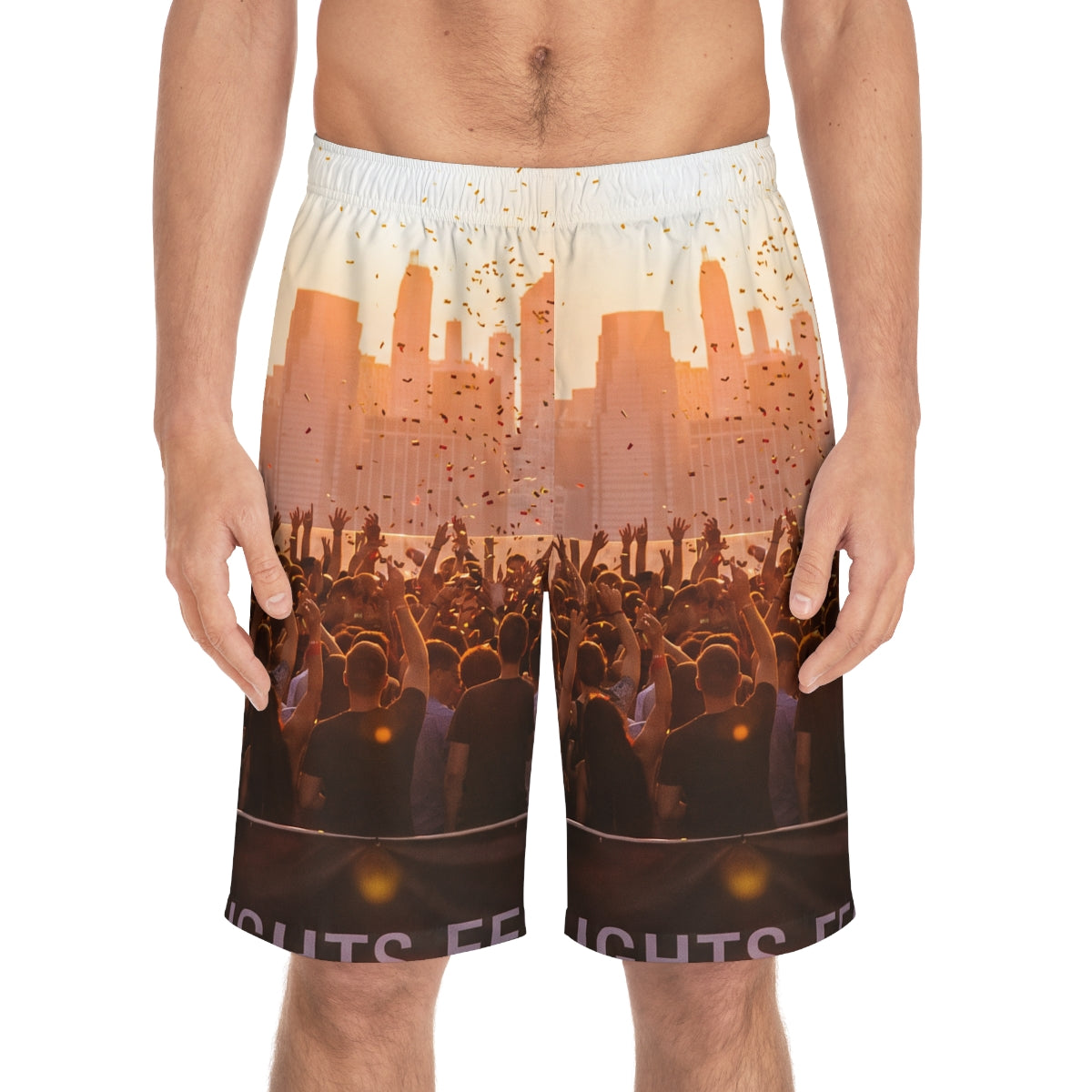 Men's Board Shorts - City Lights Festival | Echovira Gallery