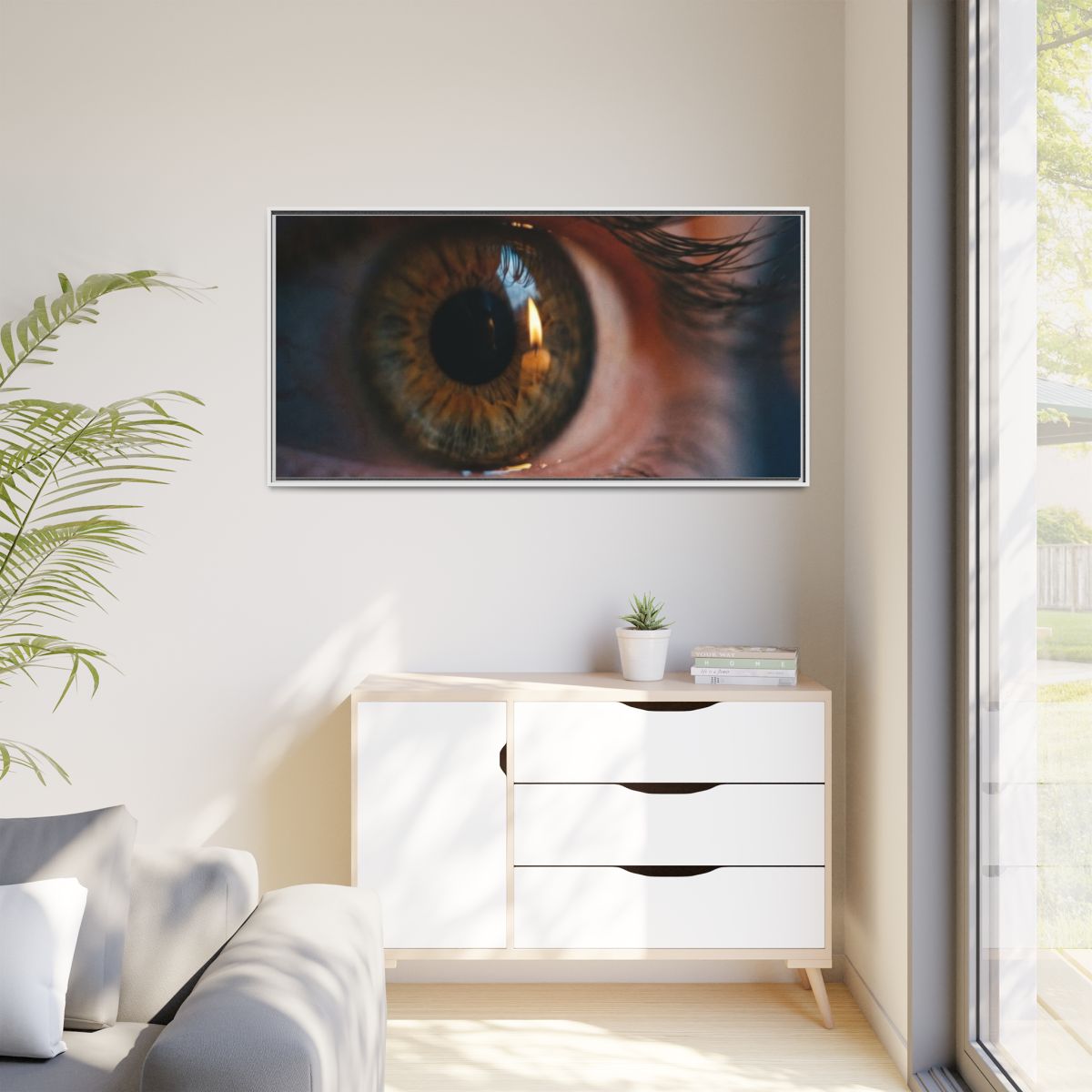 Matte Canvas, Framed - Amber Iris Reflection Fine Art Print...