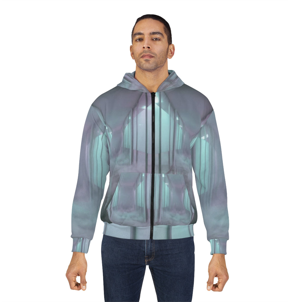 Men's Zip Hoodie - Liminal Office Fog | Echovira Gallery