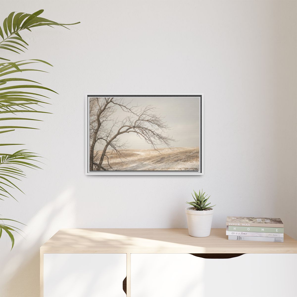 Matte Canvas, Framed - Winter Branch Solitude Landscape —......