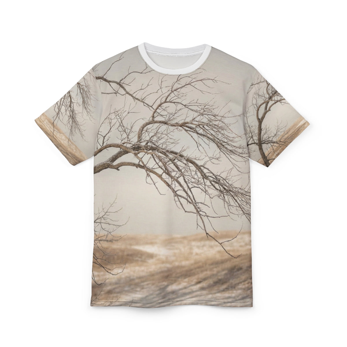 Unisex Cut & Sew Tee - Silent Branches Winter Landscape Art...