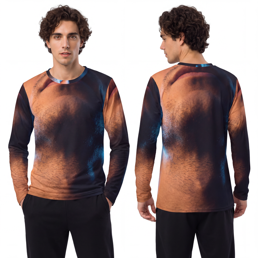 Men's Long Sleeve Shirt - Neon Horizon Portrait
