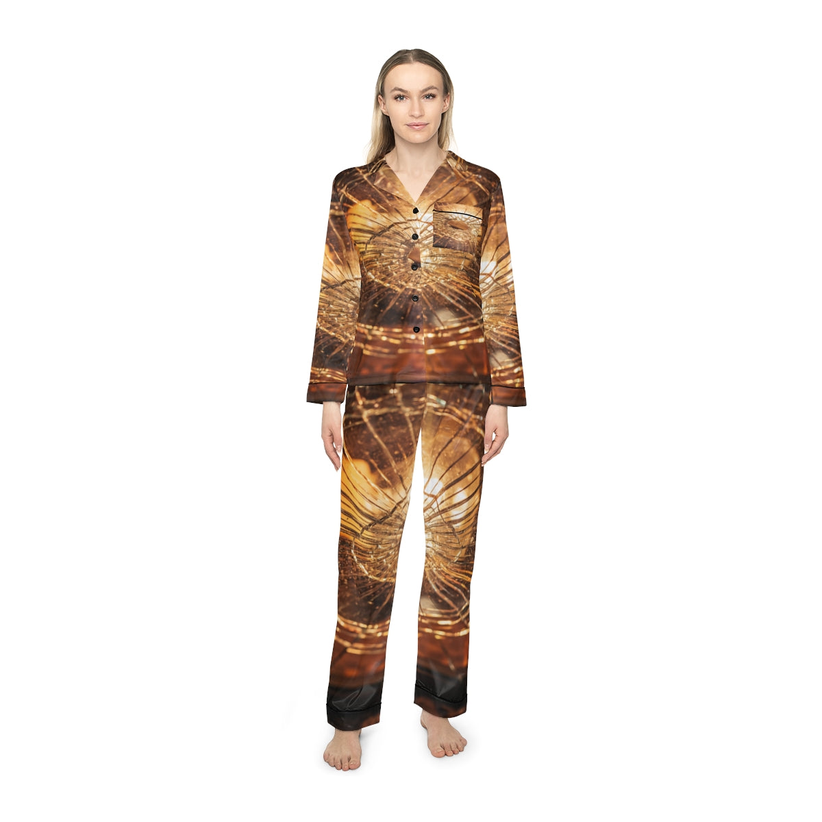 Women's Satin Pajamas - Fractured Glow | Echovira Gallery