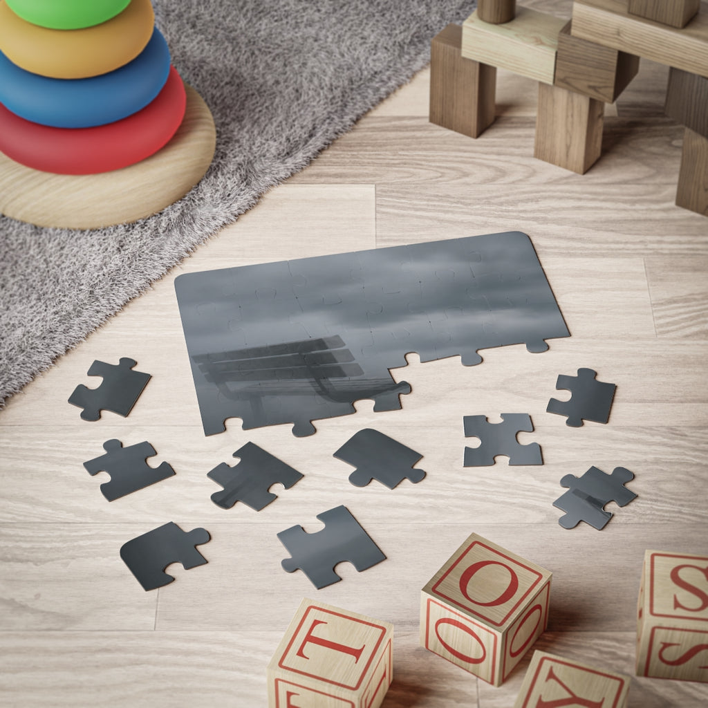 Kids' Puzzle with Moody Fog Bench Landscape