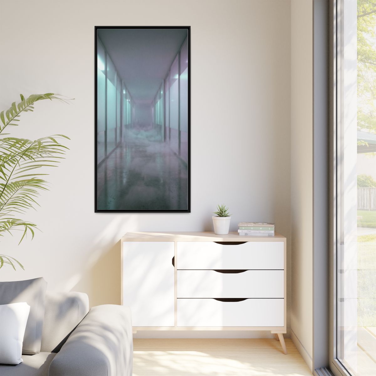 Matte Canvas, Framed - Liminal Corridor Fog Art Print —... |...