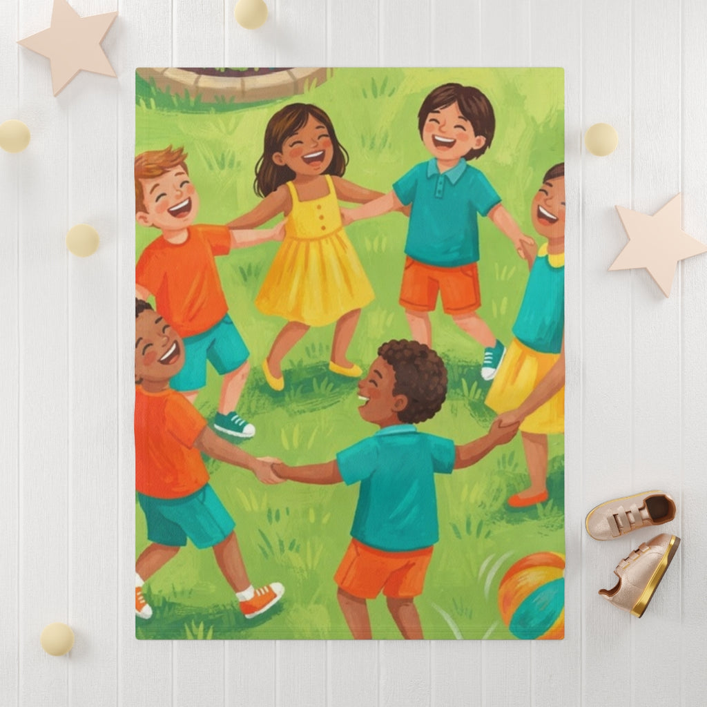Soft Fleece Baby Blanket - Children Dancing in Meadow... |...