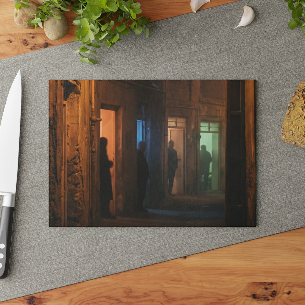 Glass Cutting Board - Shadowed Alleyway Mystery Art Print |...