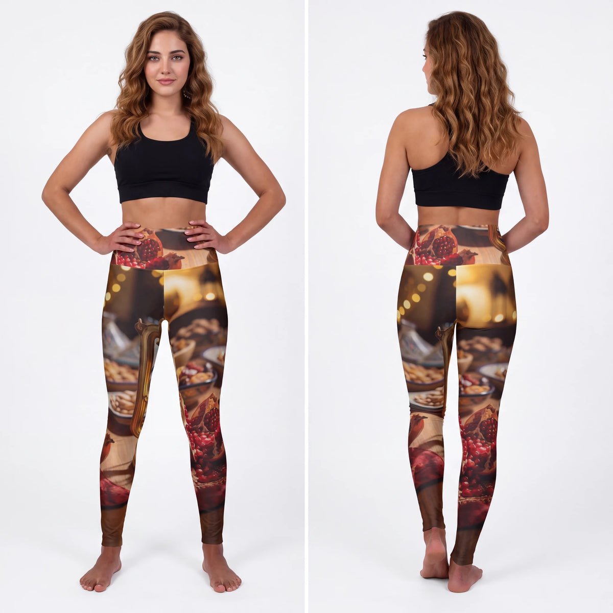 High Waisted Leggings - Amber Feast | Echovira Gallery