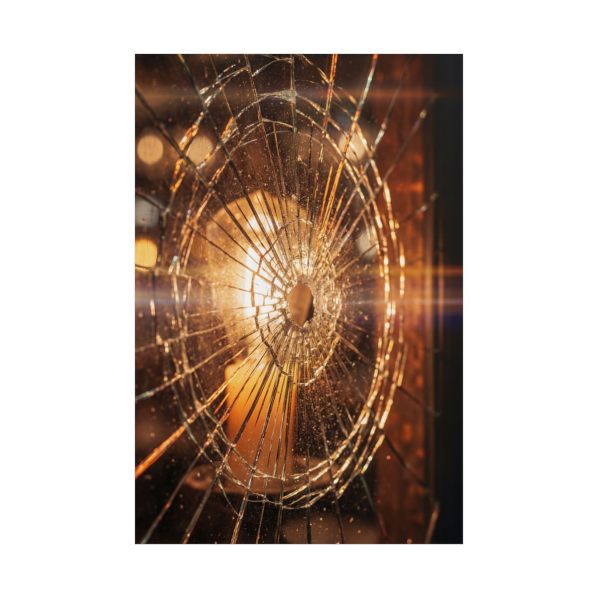 Unframed Posters - Golden Fracture Shattered Glass Art... |...