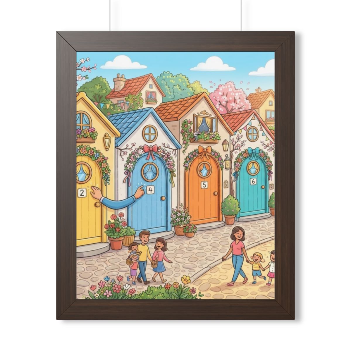 Framed Vertical Poster - Storybook Lane Gateway — Walnut......