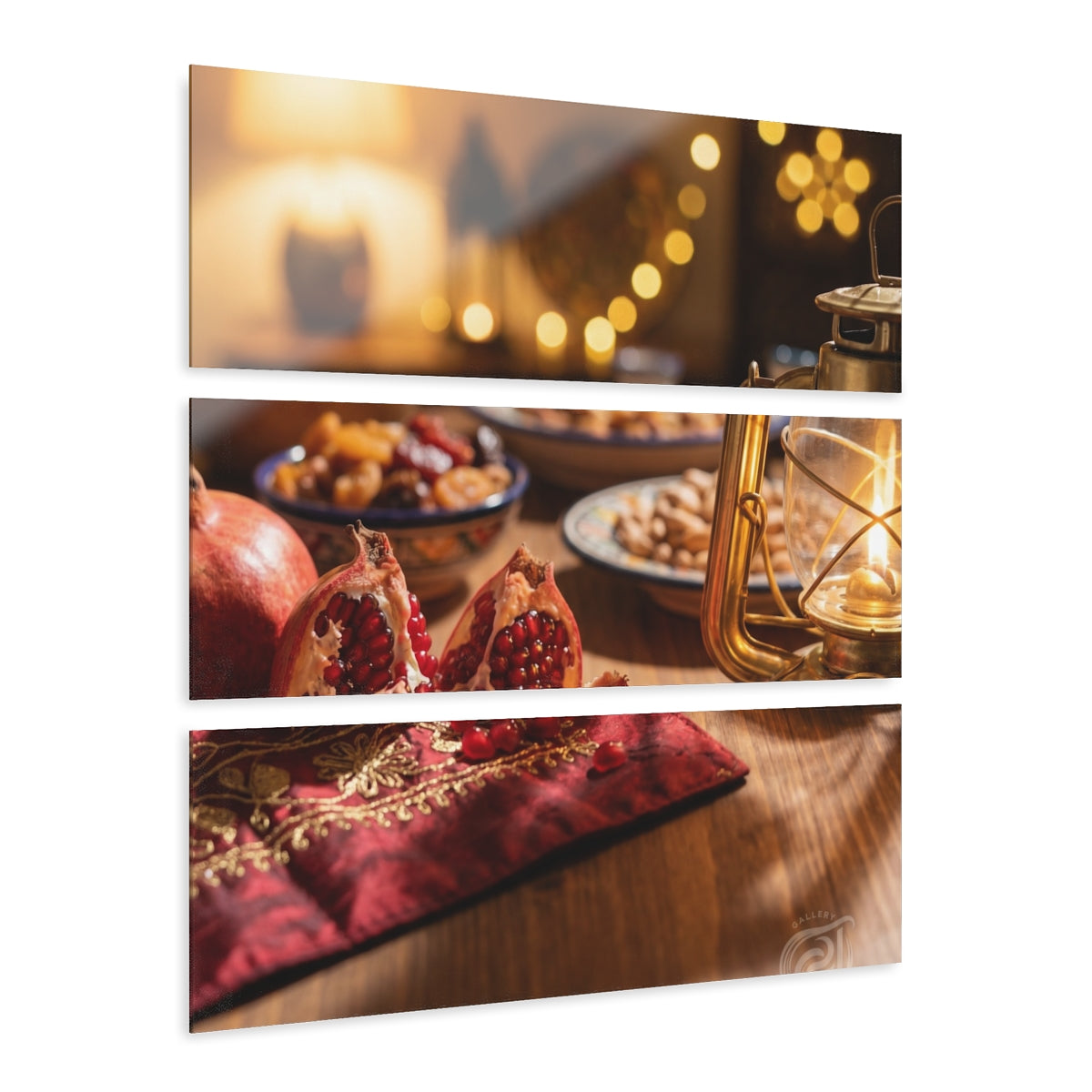 Acrylic Prints Triptych - Oasis Pomegranate — Landscape |...