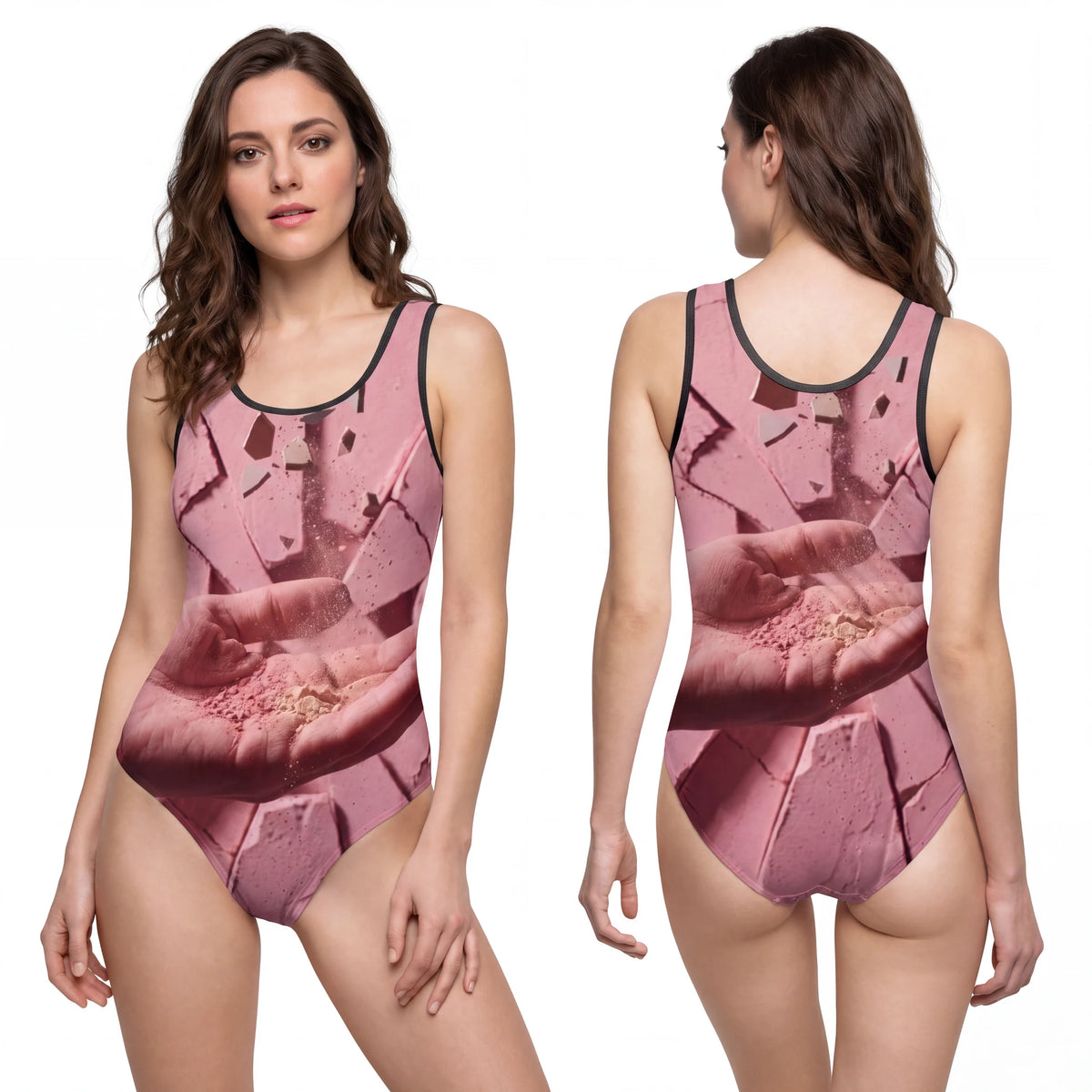 Women's One-Piece Swimsuit with Abstract Art