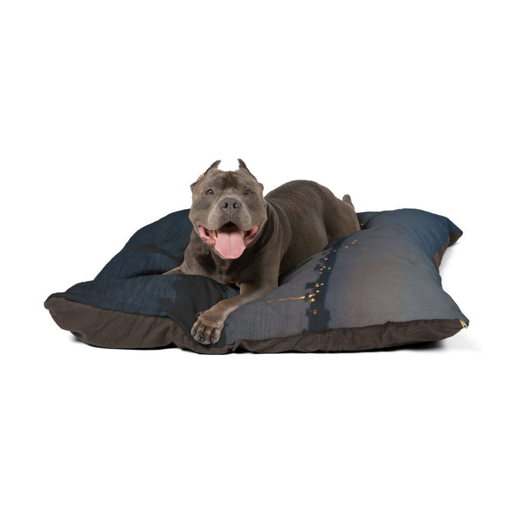 Pet Bed - Coastal Twilight Harbor | Echovira Gallery