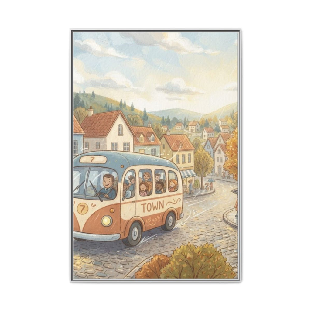 Matte Canvas Framed - Cozy Town Bus — White / 1.25" (8×10......