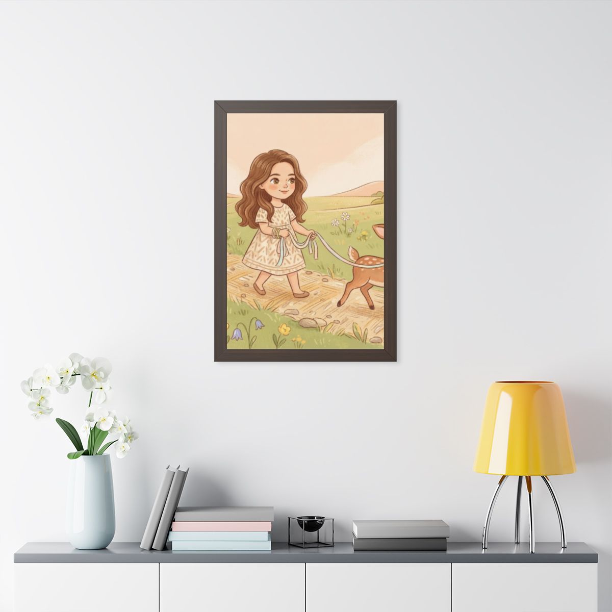 Framed Vertical Poster - Meadow Walk Fawn — Walnut (11×14......