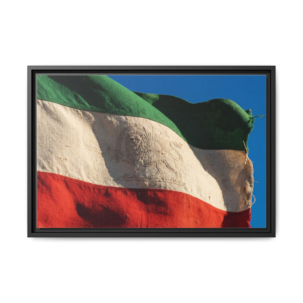 Framed Canvas Art - Distressed Flag — Black / 1.25"
