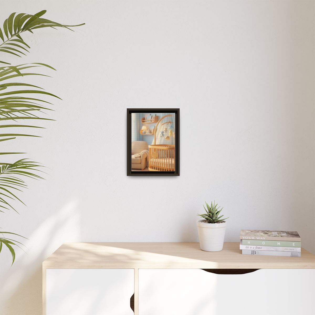 Matte Canvas, Framed - Dreamy Serene Nursery Art — Espresso...