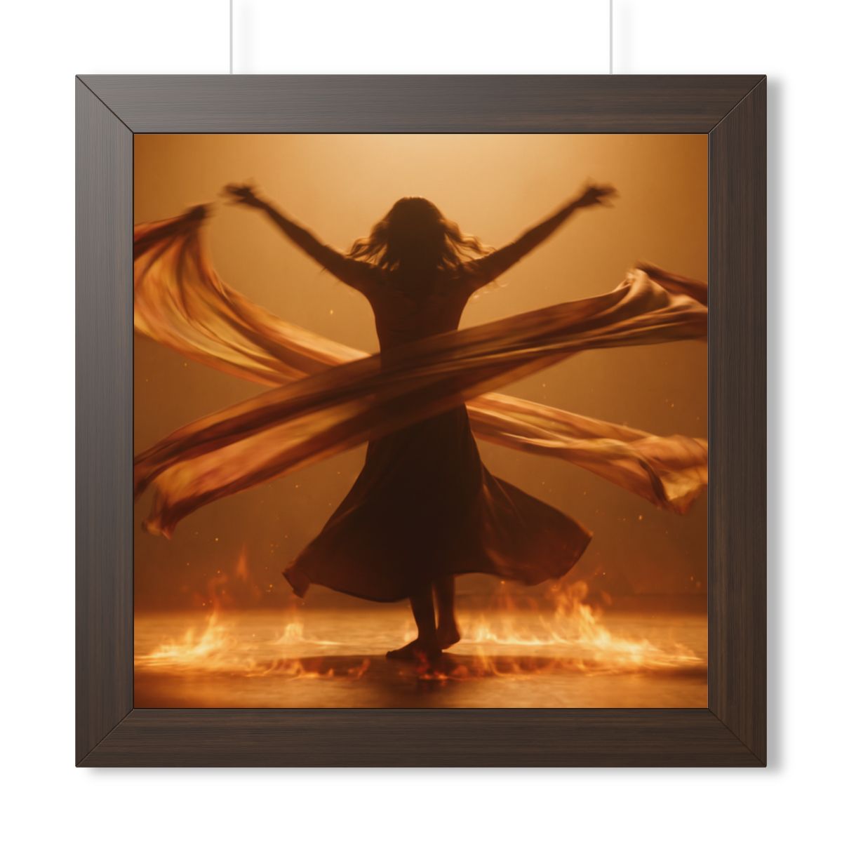 Framed Vertical Poster - Fire Dance Ascent — Walnut (11×14...