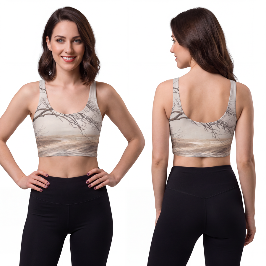 Polyester Sports Bra - Winter Branch Solitude Landscape