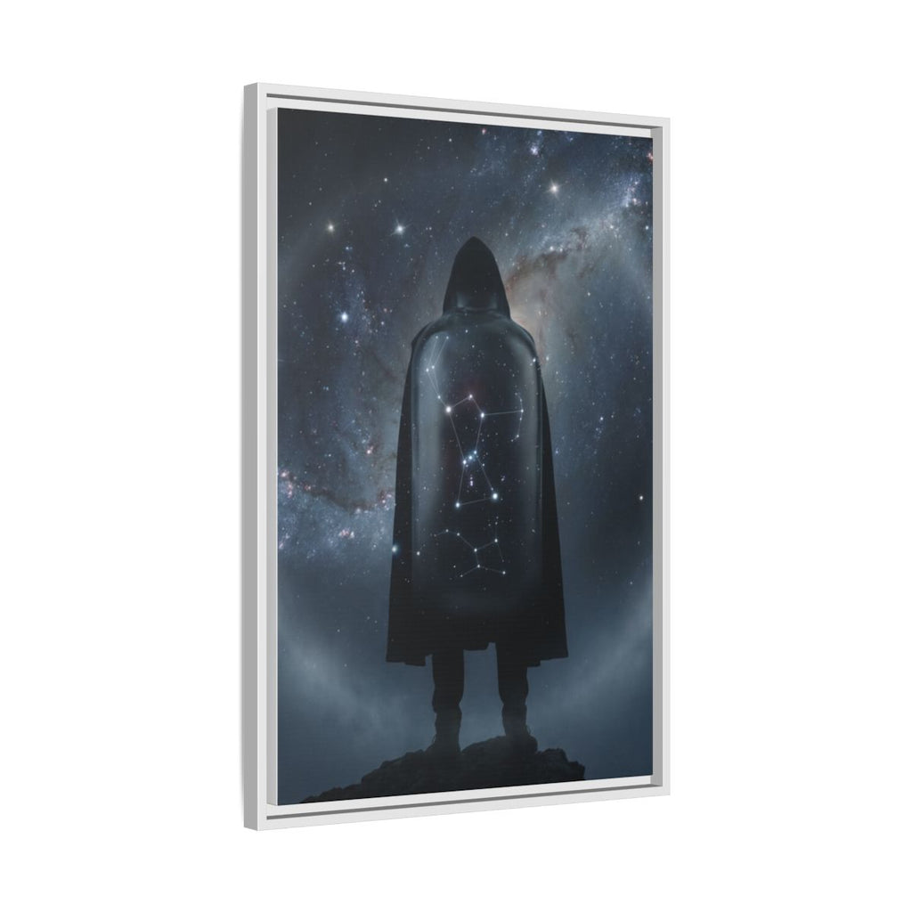 Framed Matte Canvas - Cosmic Sentinel — White / 1.25" (8×10, 9×12, 11×14, 12×16, 10×20, 12×18, 16×20, 16×24, 18×24, 12×36, 20×24, 16×32, 20×30, 24×30, 24×32, 16×48, 24×36, 24×48, 30×40, 20×60, 32×48, 30×60 & 40×60)