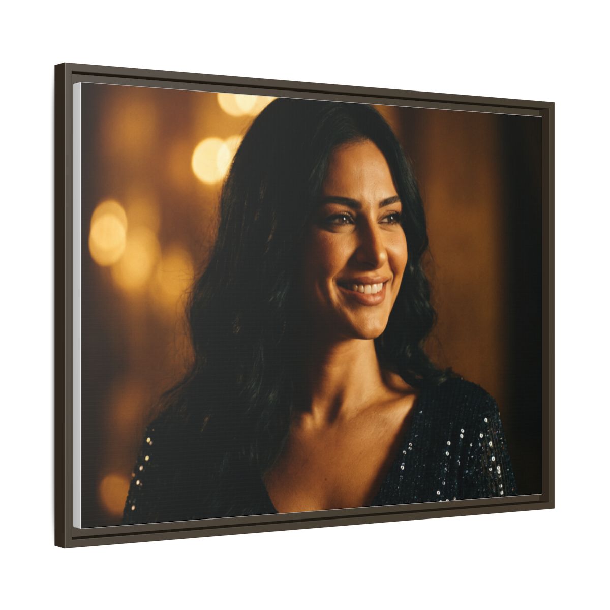 Framed Canvas Art - Golden Glamour — Espresso / 1.25"