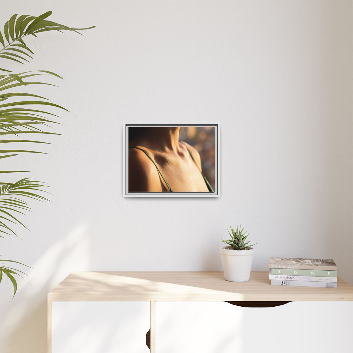 Golden Hour Matte Canvas - Framed Sunset Wall Art — White /...