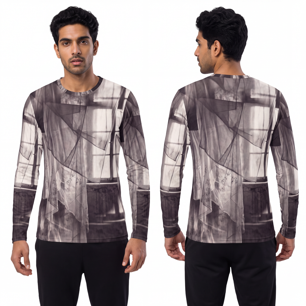Men's Long Sleeve Shirt - Spectral Veils | Echovira Gallery