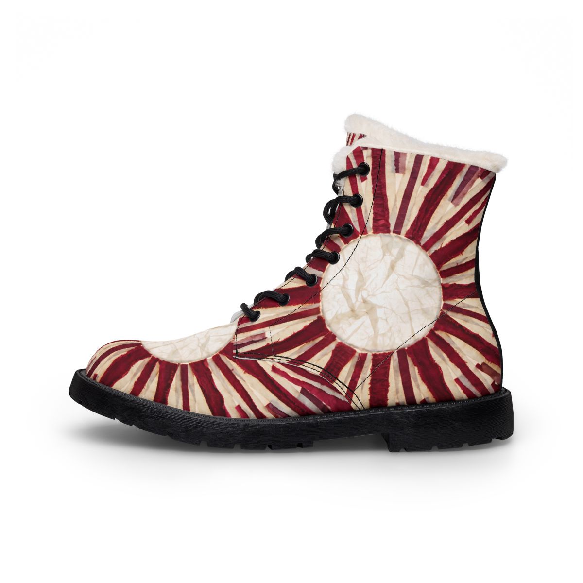 Men's Fur and Leather Boots Mandala Art